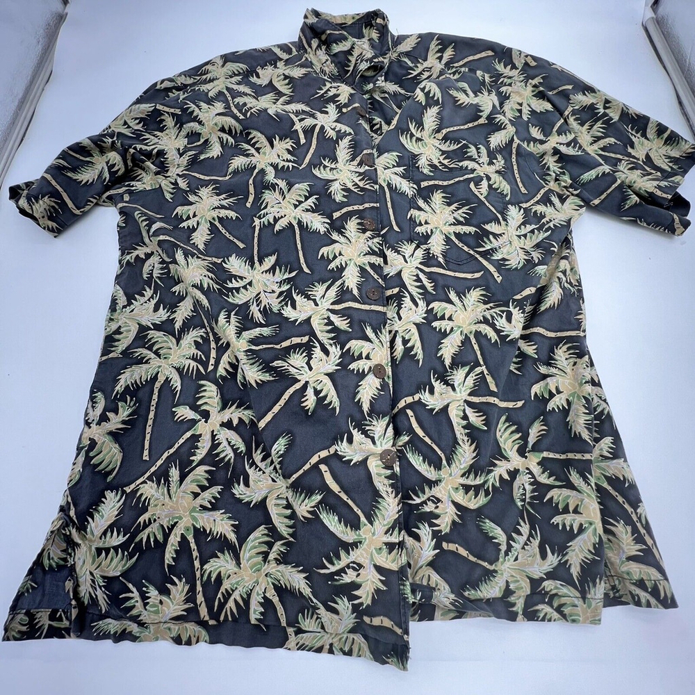 HILO HATTIE Men's Palm Tree Print Hawaiian Shirt Size XL
